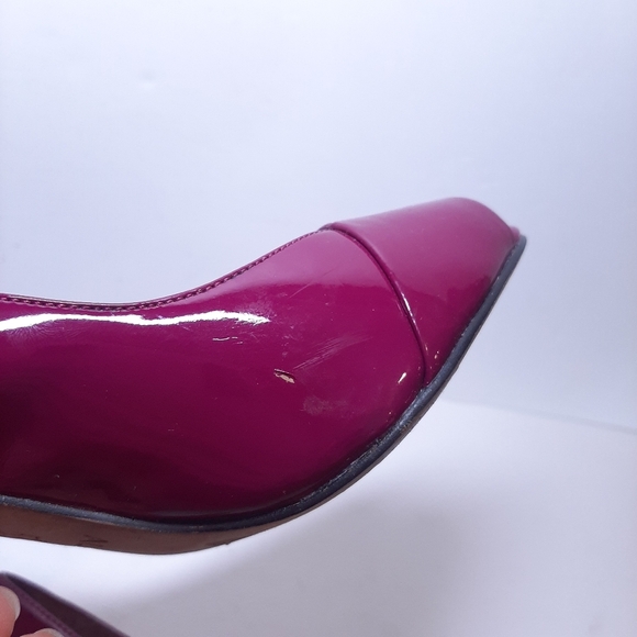 🍁ALDO Patent Leather Open Toe Heels Purple Plum - Picture 13 of 15